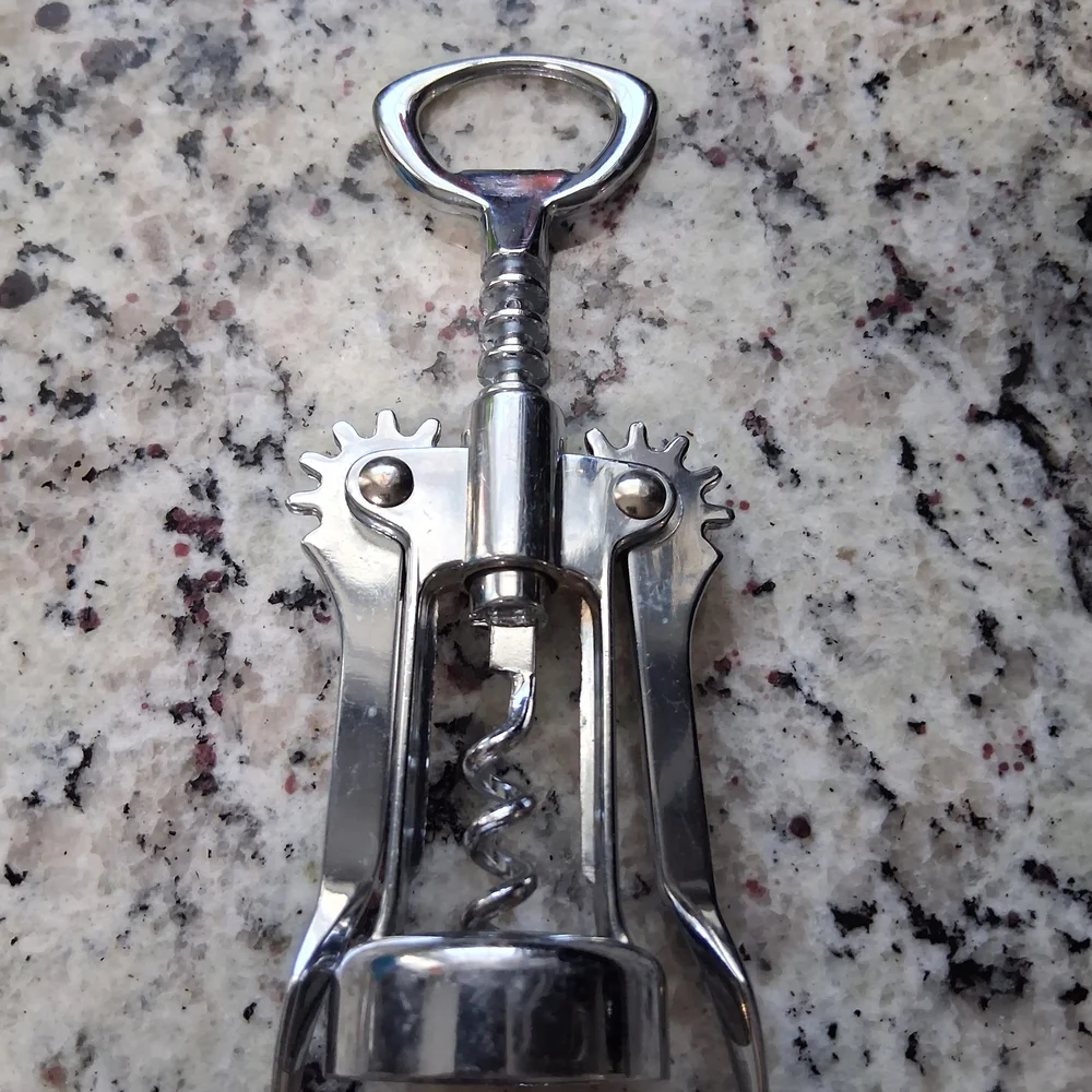 Vintage Stainless Steel Butterfly Corkscrew Wine Bottle Opener Made in Italy Bar